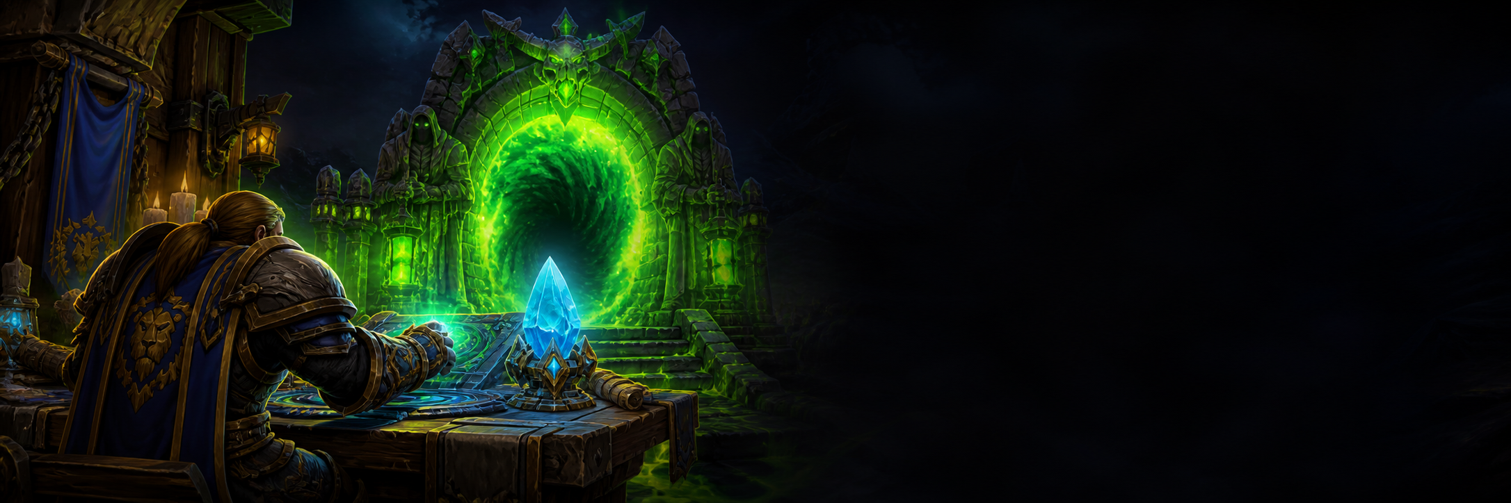 An adventurer opening a portal into Azeroth