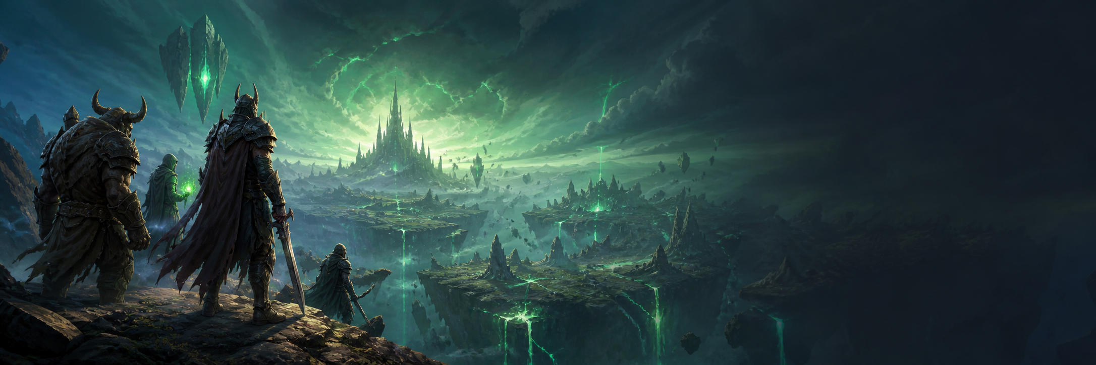 Adventurers overlooking a shattered Legion world